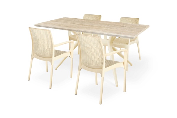 Обеденная группа SHT-DS164 дуб сонома светлый / бежевый / светлый орех