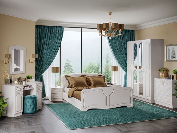 Спальный Гарнитур Настя МДФ Белый Глянец