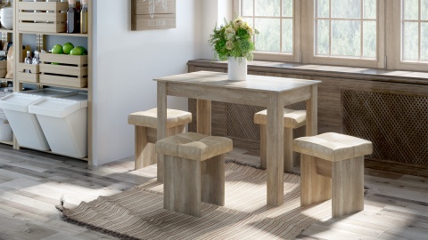 Кухонный уголок «Мадрид №1» Дуб Каньон светлый/ткань Richie Caramel