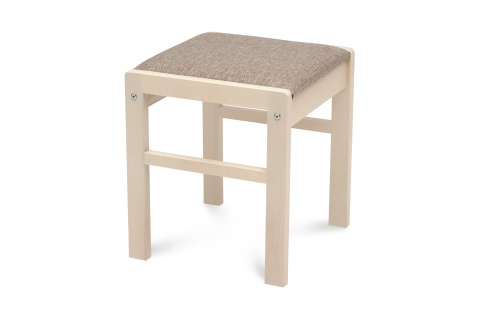 Табурет Модерн с мягкой крышкой выбеленная береза / темно-бежевый